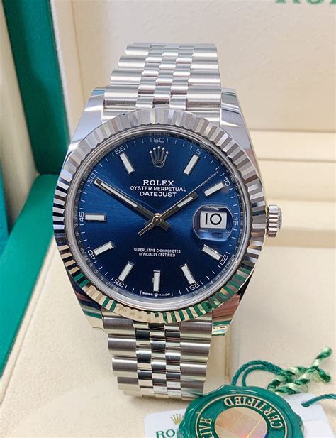 rolex datejust uomo blue dial|rolex datejust 41mm blue face.